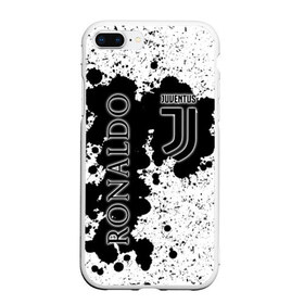 Чехол для iPhone 7Plus/8 Plus матовый с принтом Ronaldo white and black в Санкт-Петербурге, Силикон | Область печати: задняя сторона чехла, без боковых панелей | 7 | cristiano | juventus | ronaldo | криштиану роналду | ювентус