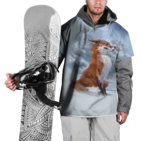 Накидка на куртку 3D с принтом Гордый лис в Санкт-Петербурге, 100% полиэстер |  | белый | зима | лес | лис | лиса | мех | оранжевый | охотник | природа | снег | хитрый