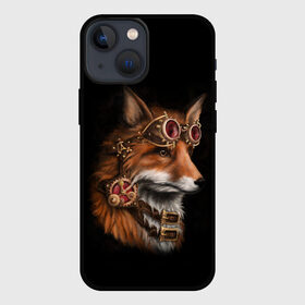 Чехол для iPhone 13 mini с принтом КОРОЛЕВСКИЙ ЛИС | KING FOX в Санкт-Петербурге,  |  | белый | золото | лис | лиса | мех | оранжевый | охотник | очки | ремень | хитрый