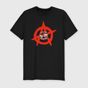 Мужская футболка хлопок Slim с принтом Монгол Шуудан в Санкт-Петербурге, 92% хлопок, 8% лайкра | приталенный силуэт, круглый вырез ворота, длина до линии бедра, короткий рукав | монгол шуудан анархия анархо рок рок панк