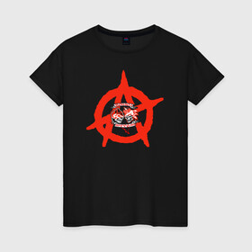 Женская футболка хлопок с принтом Монгол Шуудан в Санкт-Петербурге, 100% хлопок | прямой крой, круглый вырез горловины, длина до линии бедер, слегка спущенное плечо | монгол шуудан анархия анархо рок рок панк
