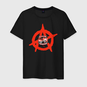 Мужская футболка хлопок с принтом Монгол Шуудан в Санкт-Петербурге, 100% хлопок | прямой крой, круглый вырез горловины, длина до линии бедер, слегка спущенное плечо. | монгол шуудан анархия анархо рок рок панк