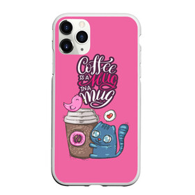 Чехол для iPhone 11 Pro матовый с принтом Coffee is a hug в Санкт-Петербурге, Силикон |  | cat | coffee | food | love | кот | птичка