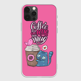 Чехол для iPhone 12 Pro с принтом Coffee is a hug в Санкт-Петербурге, силикон | область печати: задняя сторона чехла, без боковых панелей | cat | coffee | food | love | кот | птичка