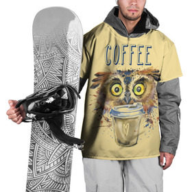 Накидка на куртку 3D с принтом Сова и кофе в Санкт-Петербурге, 100% полиэстер |  | Тематика изображения на принте: coffee | food | love | owl | кофе | сова