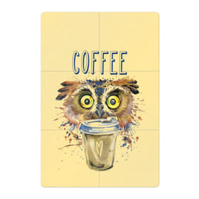 Магнитный плакат 2Х3 с принтом Сова и кофе в Санкт-Петербурге, Полимерный материал с магнитным слоем | 6 деталей размером 9*9 см | Тематика изображения на принте: coffee | food | love | owl | кофе | сова