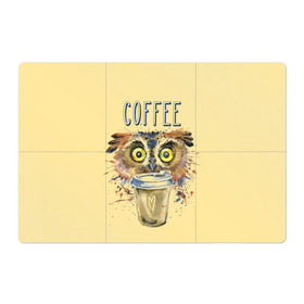 Магнитный плакат 3Х2 с принтом Сова и кофе в Санкт-Петербурге, Полимерный материал с магнитным слоем | 6 деталей размером 9*9 см | Тематика изображения на принте: coffee | food | love | owl | кофе | сова