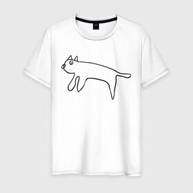 Мужская футболка хлопок с принтом Кот маминой подруги в Санкт-Петербурге, 100% хлопок | прямой крой, круглый вырез горловины, длина до линии бедер, слегка спущенное плечо. | кот | котик | мем | прикол | рисунок