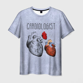 Мужская футболка 3D с принтом кардиолог в Санкт-Петербурге, 100% полиэфир | прямой крой, круглый вырез горловины, длина до линии бедер | 