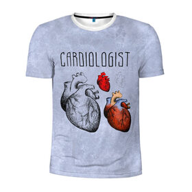 Мужская футболка 3D спортивная с принтом кардиолог в Санкт-Петербурге, 100% полиэстер с улучшенными характеристиками | приталенный силуэт, круглая горловина, широкие плечи, сужается к линии бедра | Тематика изображения на принте: 