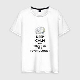 Мужская футболка хлопок с принтом Keep calm в Санкт-Петербурге, 100% хлопок | прямой крой, круглый вырез горловины, длина до линии бедер, слегка спущенное плечо. | psychologist | психиатр | психиатрия | психолог | психотерапевт