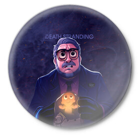 Значок с принтом Guillermo del Toro в Санкт-Петербурге,  металл | круглая форма, металлическая застежка в виде булавки | Тематика изображения на принте: 