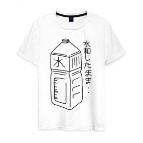 Мужская футболка хлопок с принтом bottle в Санкт-Петербурге, 100% хлопок | прямой крой, круглый вырез горловины, длина до линии бедер, слегка спущенное плечо. | japan | tumbler | япония