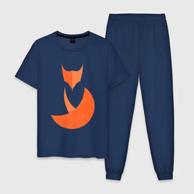 Мужская пижама хлопок с принтом FOX в Санкт-Петербурге, 100% хлопок | брюки и футболка прямого кроя, без карманов, на брюках мягкая резинка на поясе и по низу штанин
 | fox | геометрия | животное | круги | лапы | лис | лиса | минимализм | хвост