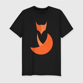 Мужская футболка премиум с принтом FOX в Санкт-Петербурге, 92% хлопок, 8% лайкра | приталенный силуэт, круглый вырез ворота, длина до линии бедра, короткий рукав | fox | геометрия | животное | круги | лапы | лис | лиса | минимализм | хвост