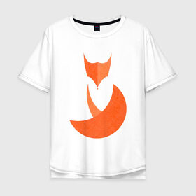 Мужская футболка хлопок Oversize с принтом FOX в Санкт-Петербурге, 100% хлопок | свободный крой, круглый ворот, “спинка” длиннее передней части | Тематика изображения на принте: fox | геометрия | животное | круги | лапы | лис | лиса | минимализм | хвост