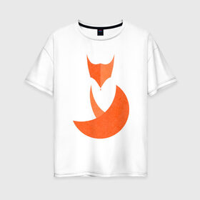 Женская футболка хлопок Oversize с принтом FOX в Санкт-Петербурге, 100% хлопок | свободный крой, круглый ворот, спущенный рукав, длина до линии бедер
 | fox | геометрия | животное | круги | лапы | лис | лиса | минимализм | хвост