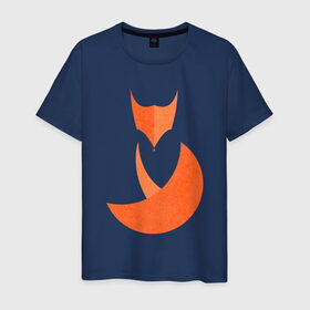 Мужская футболка хлопок с принтом FOX в Санкт-Петербурге, 100% хлопок | прямой крой, круглый вырез горловины, длина до линии бедер, слегка спущенное плечо. | fox | геометрия | животное | круги | лапы | лис | лиса | минимализм | хвост