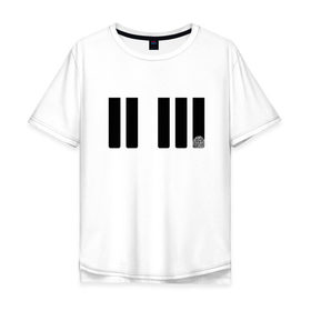 Мужская футболка хлопок Oversize с принтом Отпечаток на клавише в Санкт-Петербурге, 100% хлопок | свободный крой, круглый ворот, “спинка” длиннее передней части | геометрия | клавиша | минимализм | отпечаток | палец | пианино | синтезатор