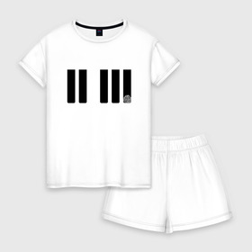 Женская пижама с шортиками хлопок с принтом Отпечаток на клавише в Санкт-Петербурге, 100% хлопок | футболка прямого кроя, шорты свободные с широкой мягкой резинкой | геометрия | клавиша | минимализм | отпечаток | палец | пианино | синтезатор