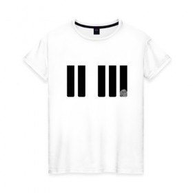 Женская футболка хлопок с принтом Отпечаток на клавише в Санкт-Петербурге, 100% хлопок | прямой крой, круглый вырез горловины, длина до линии бедер, слегка спущенное плечо | геометрия | клавиша | минимализм | отпечаток | палец | пианино | синтезатор