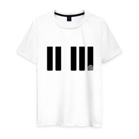 Мужская футболка хлопок с принтом Отпечаток на клавише в Санкт-Петербурге, 100% хлопок | прямой крой, круглый вырез горловины, длина до линии бедер, слегка спущенное плечо. | геометрия | клавиша | минимализм | отпечаток | палец | пианино | синтезатор