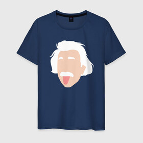 Мужская футболка хлопок с принтом Эйнштейн в Санкт-Петербурге, 100% хлопок | прямой крой, круглый вырез горловины, длина до линии бедер, слегка спущенное плечо. | 