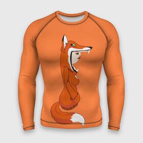 Мужской рашгард 3D с принтом Барышня Лиса в Санкт-Петербурге,  |  | fox | foxes | girl | hoody | барышня | девочка | девушка | женщина | лис | лиса | лисица | лисицы | лисой | лисы | оранжевый | толстовка | худи