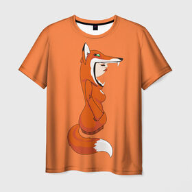 Мужская футболка 3D с принтом Барышня Лиса в Санкт-Петербурге, 100% полиэфир | прямой крой, круглый вырез горловины, длина до линии бедер | fox | foxes | girl | hoody | барышня | девочка | девушка | женщина | лис | лиса | лисица | лисицы | лисой | лисы | оранжевый | толстовка | худи