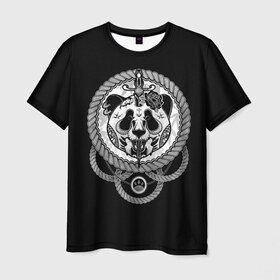 Мужская футболка 3D с принтом True Panda в Санкт-Петербурге, 100% полиэфир | прямой крой, круглый вырез горловины, длина до линии бедер | Тематика изображения на принте: bear | bears | panda | tattoo | медведи | медведь | нож | панда | панды | роза | тату | татуировка