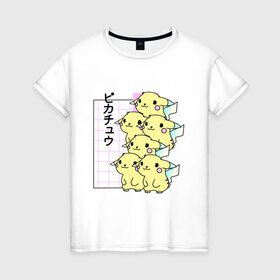 Женская футболка хлопок с принтом Пикачу в Санкт-Петербурге, 100% хлопок | прямой крой, круглый вырез горловины, длина до линии бедер, слегка спущенное плечо | anime | japan | pikachu | pokemon | tumbler | webpunk