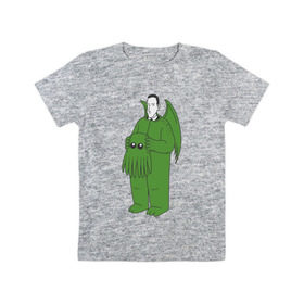 Детская футболка хлопок с принтом Лавкрафт в Санкт-Петербурге, 100% хлопок | круглый вырез горловины, полуприлегающий силуэт, длина до линии бедер | Тематика изображения на принте: cthulhu | cthulhu fhtagn | lovecraft | ктулху | лавкрафт