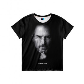 Детская футболка 3D с принтом Steve Jobs в Санкт-Петербурге, 100% гипоаллергенный полиэфир | прямой крой, круглый вырез горловины, длина до линии бедер, чуть спущенное плечо, ткань немного тянется | Тематика изображения на принте: iphone | steve jobs | стив джобс | эппл