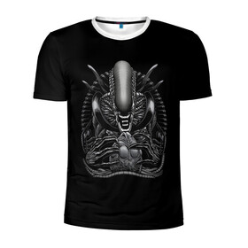 Мужская футболка 3D спортивная с принтом Чужой и Его Прелесть в Санкт-Петербурге, 100% полиэстер с улучшенными характеристиками | приталенный силуэт, круглая горловина, широкие плечи, сужается к линии бедра | Тематика изображения на принте: alien | aliens | horror | predator | ufo | инопланетяне | инопланетянин | нло | пришелец | пришельцы | ужасы | фантастика | хищник | чужой