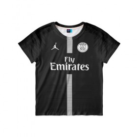 Детская футболка 3D с принтом Neymar home UCL edition 18-19 в Санкт-Петербурге, 100% гипоаллергенный полиэфир | прямой крой, круглый вырез горловины, длина до линии бедер, чуть спущенное плечо, ткань немного тянется | 