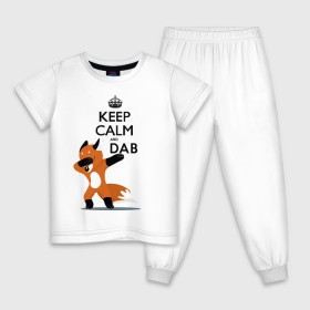 Детская пижама хлопок с принтом Dab лиса в Санкт-Петербурге, 100% хлопок |  брюки и футболка прямого кроя, без карманов, на брюках мягкая резинка на поясе и по низу штанин
 | Тематика изображения на принте: fox | keep calm | даб | дэб | лис | лиса