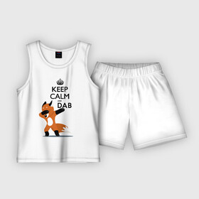 Детская пижама с шортами хлопок с принтом Dab лиса в Санкт-Петербурге,  |  | fox | keep calm | даб | дэб | лис | лиса