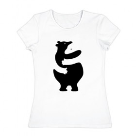 Женская футболка хлопок с принтом Мишки-Обнимашки в Санкт-Петербурге, 100% хлопок | прямой крой, круглый вырез горловины, длина до линии бедер, слегка спущенное плечо | bear | лапочка | медведи | милота | мимими | мишка