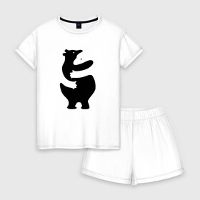 Женская пижама с шортиками хлопок с принтом Мишки-Обнимашки в Санкт-Петербурге, 100% хлопок | футболка прямого кроя, шорты свободные с широкой мягкой резинкой | bear | лапочка | медведи | милота | мимими | мишка