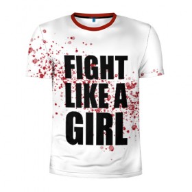 Мужская футболка 3D спортивная с принтом Fight like a girl в Санкт-Петербурге, 100% полиэстер с улучшенными характеристиками | приталенный силуэт, круглая горловина, широкие плечи, сужается к линии бедра | 