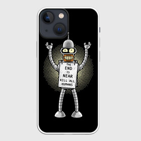 Чехол для iPhone 13 mini с принтом Kill All Humans в Санкт-Петербурге,  |  | Тематика изображения на принте: all | bender | futurama | humans | kill | бендер | близок | всех | конец | людей | футурама