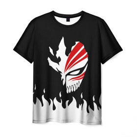 Мужская футболка 3D с принтом BLEACH (НА СПИНЕ) в Санкт-Петербурге, 100% полиэфир | прямой крой, круглый вырез горловины, длина до линии бедер | anime | bleach | fire | form | heroes | ichigo | manga | аниме | блич | броня | герои | ичиго | костюм | манга | огонь