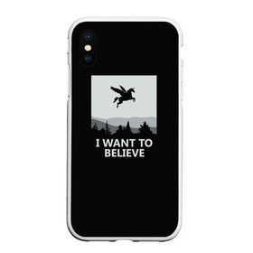 Чехол для iPhone XS Max матовый с принтом I Want to Believe в Санкт-Петербурге, Силикон | Область печати: задняя сторона чехла, без боковых панелей | Тематика изображения на принте: magic | unicorn | верить | единорог | лес | магия