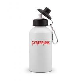 Бутылка спортивная с принтом CYBERPUNK 2077 в Санкт-Петербурге, металл | емкость — 500 мл, в комплекте две пластиковые крышки и карабин для крепления | 