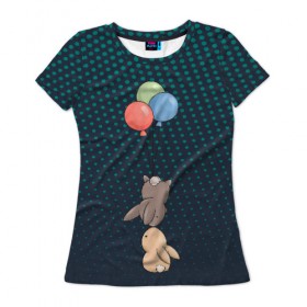 Женская футболка 3D с принтом Лети кролик, лети в Санкт-Петербурге, 100% полиэфир ( синтетическое хлопкоподобное полотно) | прямой крой, круглый вырез горловины, длина до линии бедер | 