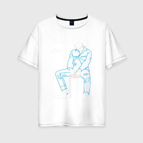 Женская футболка хлопок Oversize с принтом Fake love (BTS) в Санкт-Петербурге, 100% хлопок | свободный крой, круглый ворот, спущенный рукав, длина до линии бедер
 | k pop | корея | линии | музыка | неон