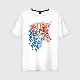 Женская футболка хлопок Oversize с принтом Пестрая лисица в Санкт-Петербурге, 100% хлопок | свободный крой, круглый ворот, спущенный рукав, длина до линии бедер
 | глаза | голова | животное | лиса | минимализм | пестрая лисица | узоры | хищник | шерсть