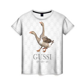 Женская футболка 3D с принтом Гуси в Санкт-Петербурге, 100% полиэфир ( синтетическое хлопкоподобное полотно) | прямой крой, круглый вырез горловины, длина до линии бедер | anti | bird | geese | go | gussi | home | snake | анти | брэнд | верховный | высший | гуси | гуччи | домашняя | знак | идут | картинка | крутой | логотип | лучший | мода | молодёжная | популярная | прикол | птица | рисунок