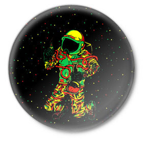 Значок с принтом Космонавт с кальяном в Санкт-Петербурге,  металл | круглая форма, металлическая застежка в виде булавки | бесконечность | верховный | вселенная | графика | день | звёзды | изображение | картинка | кос | космонавт | космос | круто | лучший | мода | молодёжная | небо | поп арт | праздник | рисунок | сказка