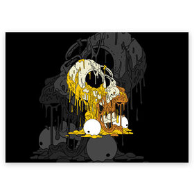 Поздравительная открытка с принтом Simpsons Halloween в Санкт-Петербурге, 100% бумага | плотность бумаги 280 г/м2, матовая, на обратной стороне линовка и место для марки
 | аниме | брызги | вымышленный | высший | голова | жидкий | зомби | ирландия | капли | кости | крутой | мертвец | мода | молодёжный | мультфильм | персонаж | подарок | праздник | сериал | симпсоны | скелет